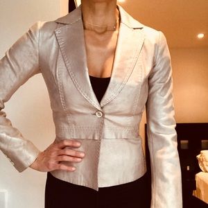 ELIE TAHARI LEATHER BLAZER